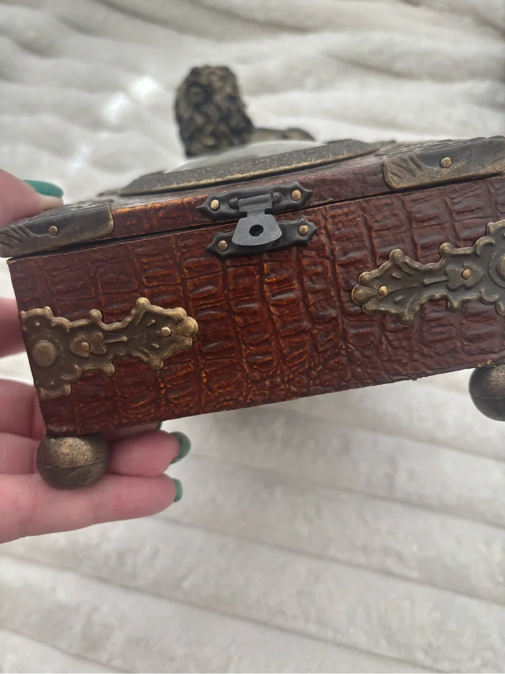 Vintage-Style Brown Decorative Box w/Antique Brass Accents Final Sale
